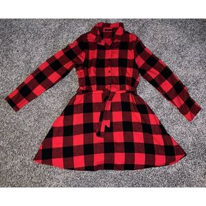 Fancyinn Women's red/black plaid long sleeve dress size medium